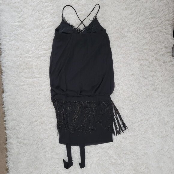 TD4 Flapper Style 70s Style Black Dress - Picture 2 of 7